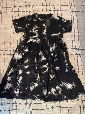 Disturbia Moodswing Tie Dye Midi Dress US 12/UK 16 NWT Goth Punk Black/White